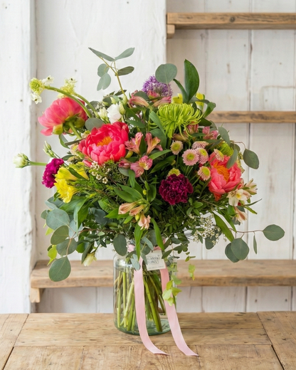 Jarrón de flores de temporada